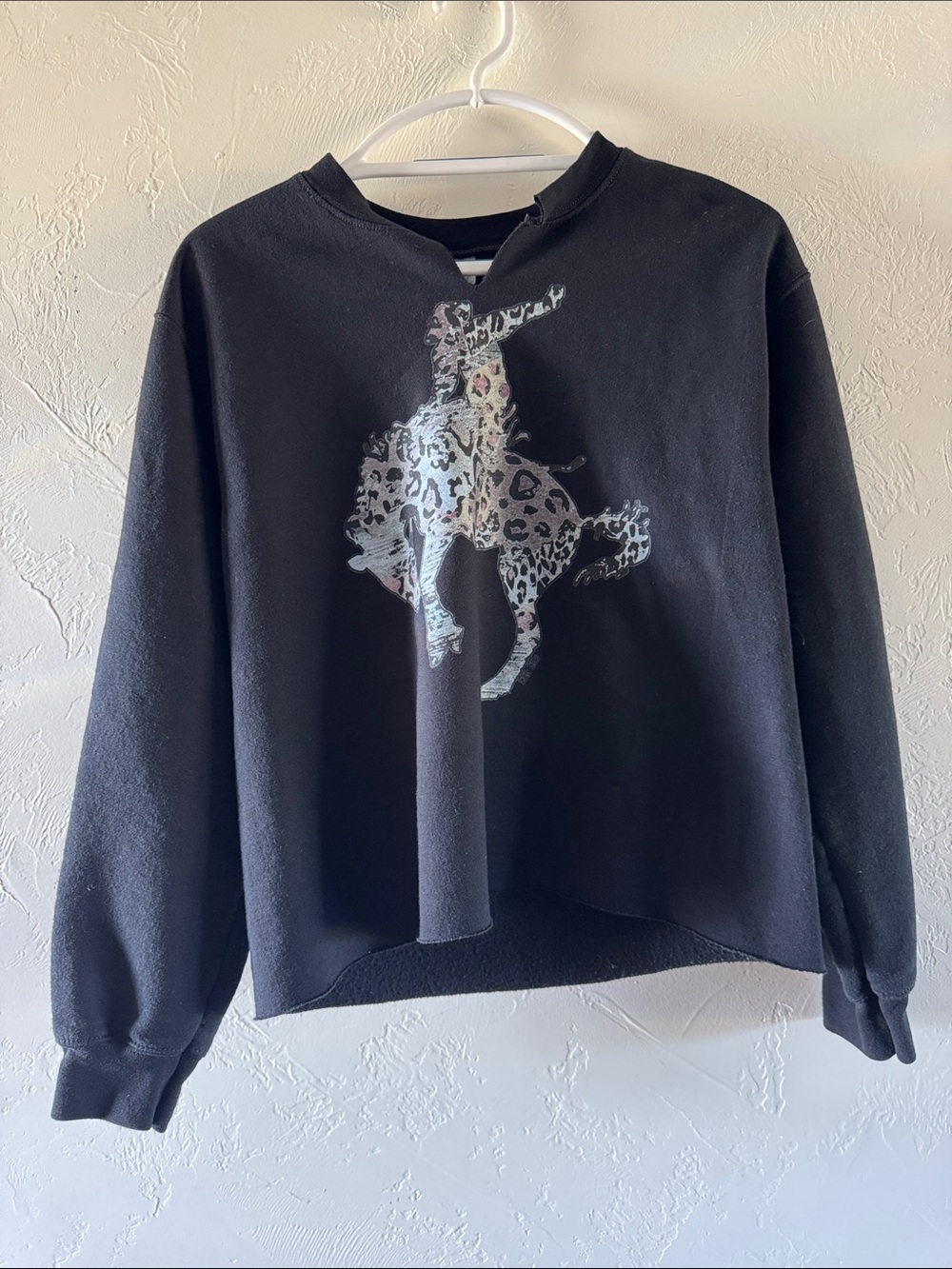 Black Women's Leopard Rider Graphic Sweatshirt